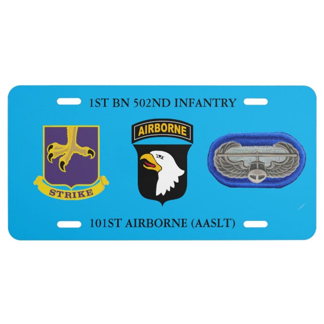 1ST BATTALION 502ND INFANTRY 101ST AIRBORNE(AASLT) LICENSE PLATE (Front)
