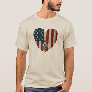 1st Battalion  75th Ranger Reg American Heart Flag T-Shirt