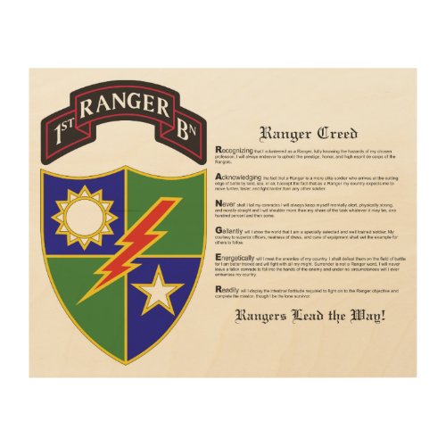 1st Battalion _ 75th Ranger Regiment Wood Wall Art