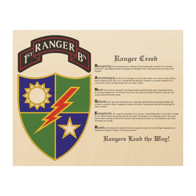 1st Battalion - 75th Ranger Regiment Wood Wall Art (Front)