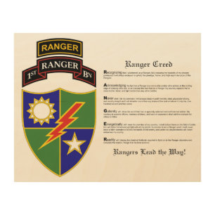1st Battalion - 75th Ranger w/Tab Wood Wall Art