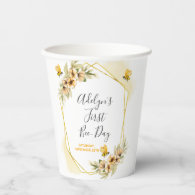 1st Bee-day Girl Botanical White Paper Cups