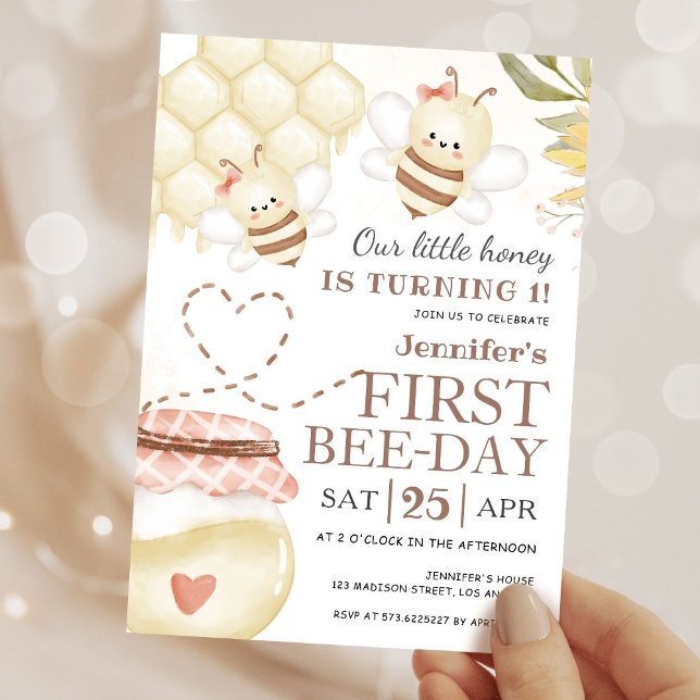 1st Bee Day Honey Bee First Bee-Day Invitation (Creator Uploaded)