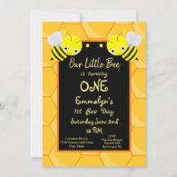 1st Bee Day Honey Birthday Invitation
