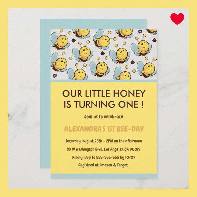 1st bee day invitations Cute Our little honey (Creator Uploaded)