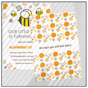 1st bee day invitations Our little honey Cute
