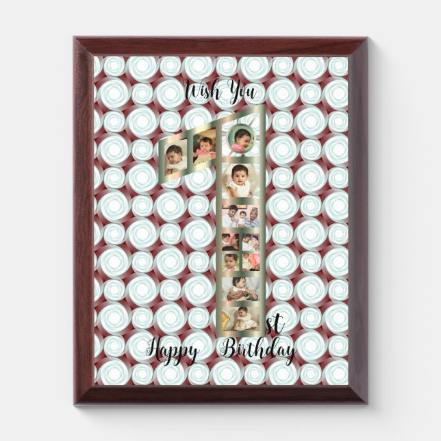 1st Birth Day Baby Photo Collage Gift creative Award Plaque (Vertical)