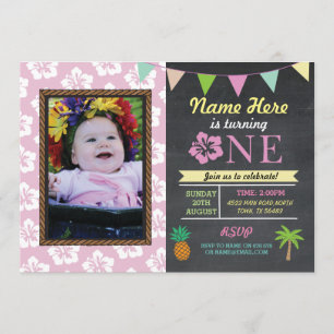 1st Birthday 1 Aloha Tropical Photo Party Invite