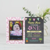 1st Birthday 1 Aloha Tropical Photo Party Invite (Standing Front)