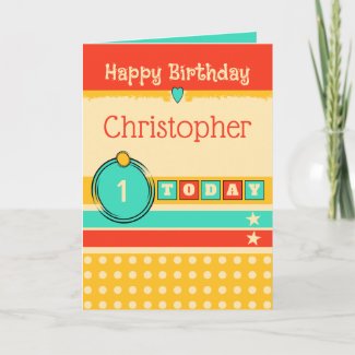 1st birthday 1 today orange green add name