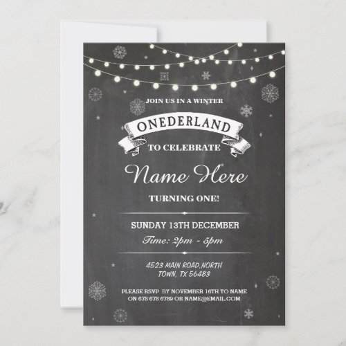 1st Birthday 1 Wonderland Onederland Party Invite