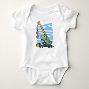 1st Birthday 1 year Mobile Crane Dinosaur Baby Bodysuit
