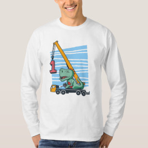 1st Birthday 1 year Mobile Crane Dinosaur T-Shirt