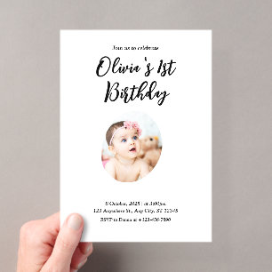 1st Birthday Acrylic Invitations