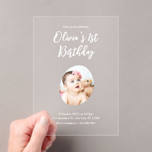 1st Birthday Acrylic Invitations