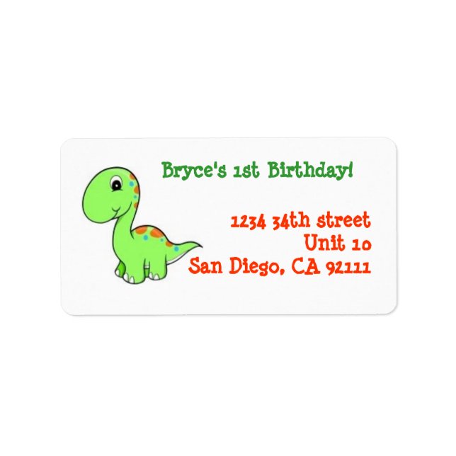 1st Birthday Address labels (Front)