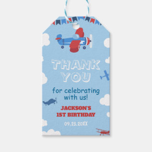 1st Birthday Airplane ONE Year Has Flown Sky Cloud Gift Tags