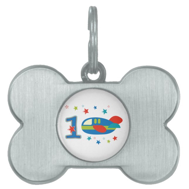 1st Birthday Airplane Pet Tag (Front)