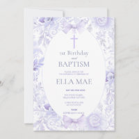 1st Birthday and Baptism for Girl Lilac Floral