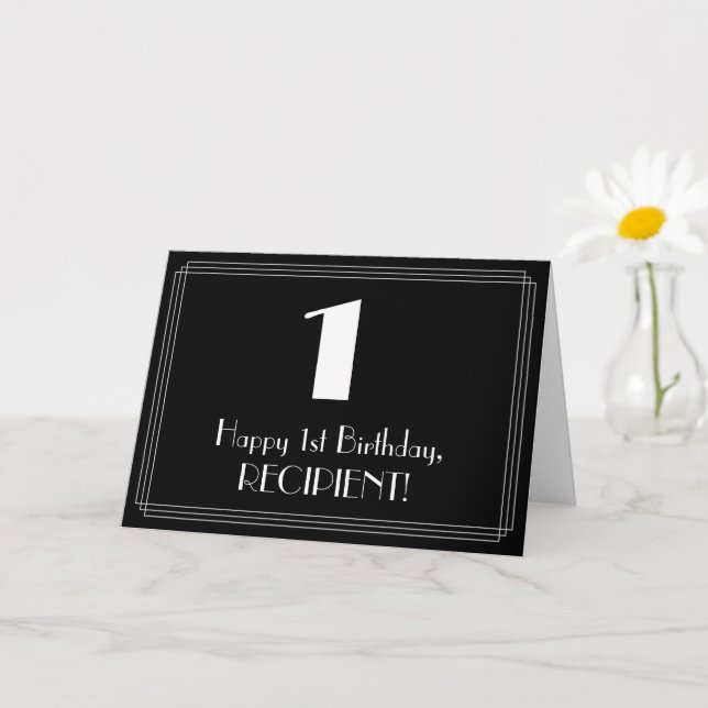 1st Birthday ~ Art Deco Inspired Look "1", Name Card (Small Plant)