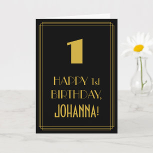 1st Birthday – Art Deco Inspired Look "1" & Name Card