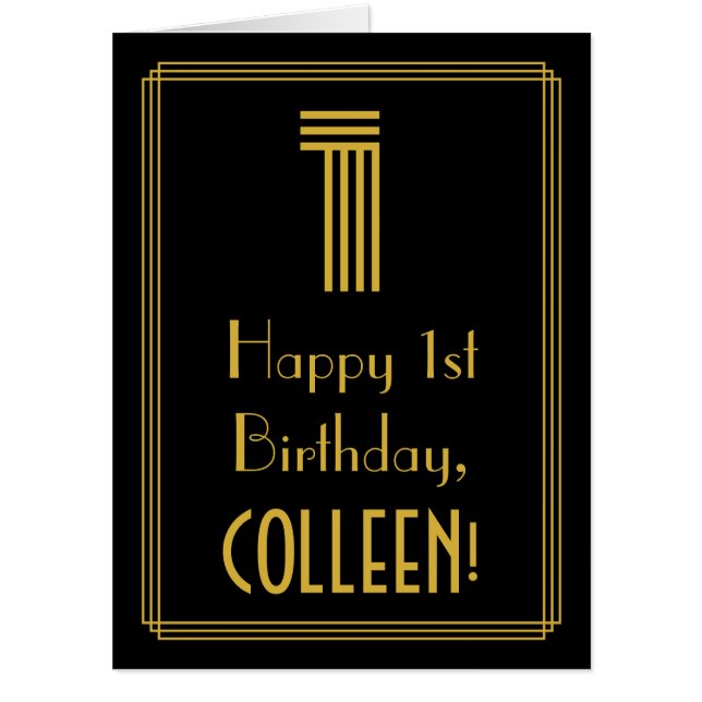 1st Birthday: Art Deco Inspired Look “1” + Name Card (Front)