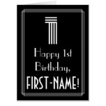[ Thumbnail: 1st Birthday — Art Deco Inspired Look “1” + Name Card ]