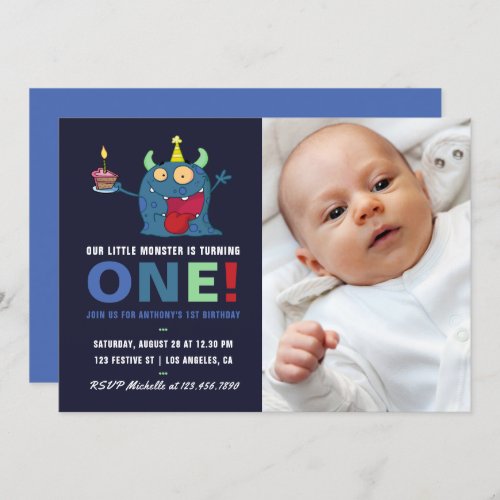 1st Birthday Baby Boy Little Monster Invitation