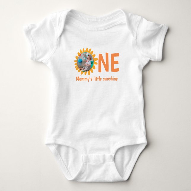 1ST BIRTHDAY BABY CLOTHES CUSTOM PHOTO BABY BODYSUIT (Front)