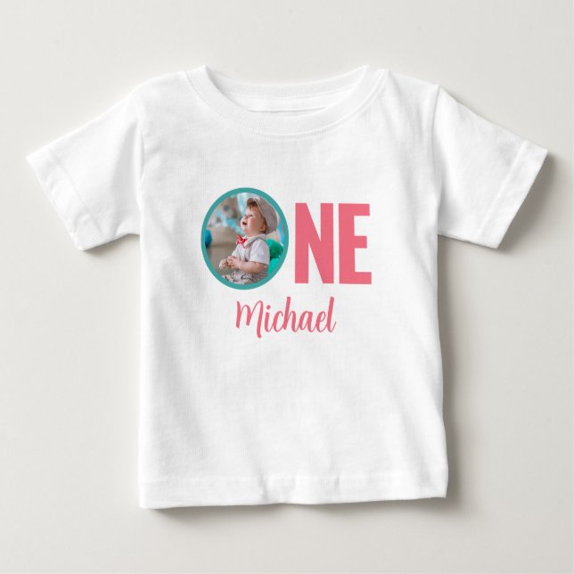 1ST BIRTHDAY BABY CLOTHES CUSTOM PHOTO BABY T-Shirt (Front)