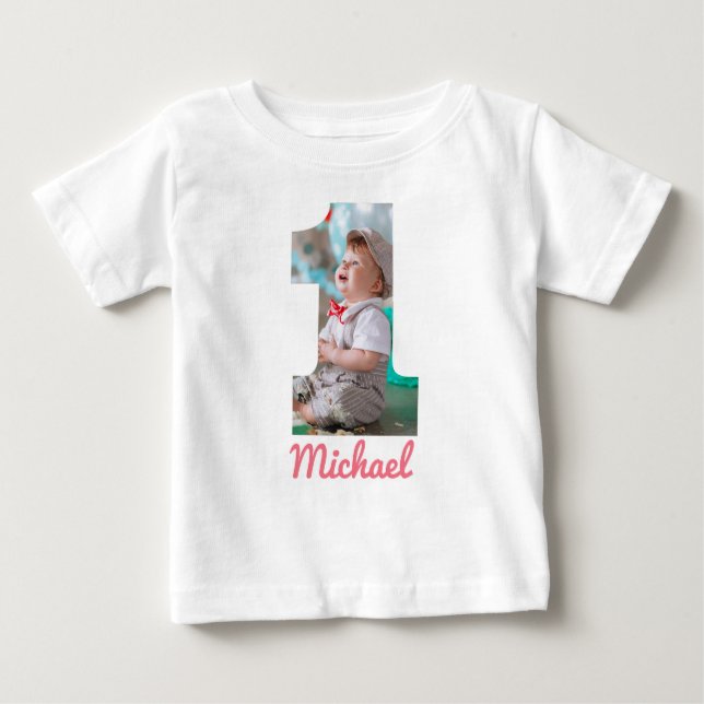 1ST BIRTHDAY BABY CLOTHES CUSTOM PHOTO BABY T-Shirt (Front)