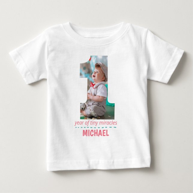 1ST BIRTHDAY BABY CLOTHES CUSTOM PHOTO BABY T-Shirt (Front)