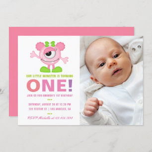 1st Birthday Baby Girl Little Monster Invitation