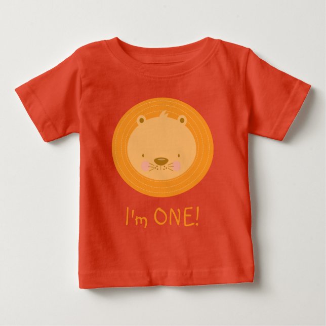1st Birthday Baby Lion Baby T-Shirt (Front)