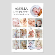 1st Birthday Baby Milestone 12 Months Custom Photo Poster