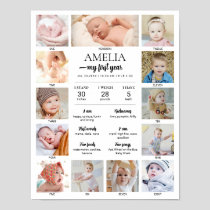 1st Birthday Baby Milestone Custom Photo Collage Poster