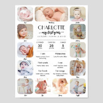 1st Birthday Baby Milestone Custom Picture Collage Poster
