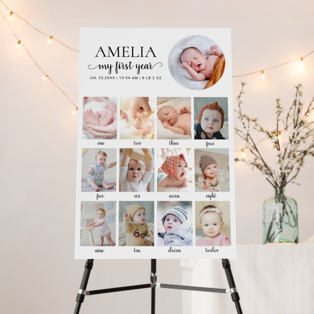 1st Birthday Baby Milestone Photo Party Decor Foam Board (In Situ (Stand))