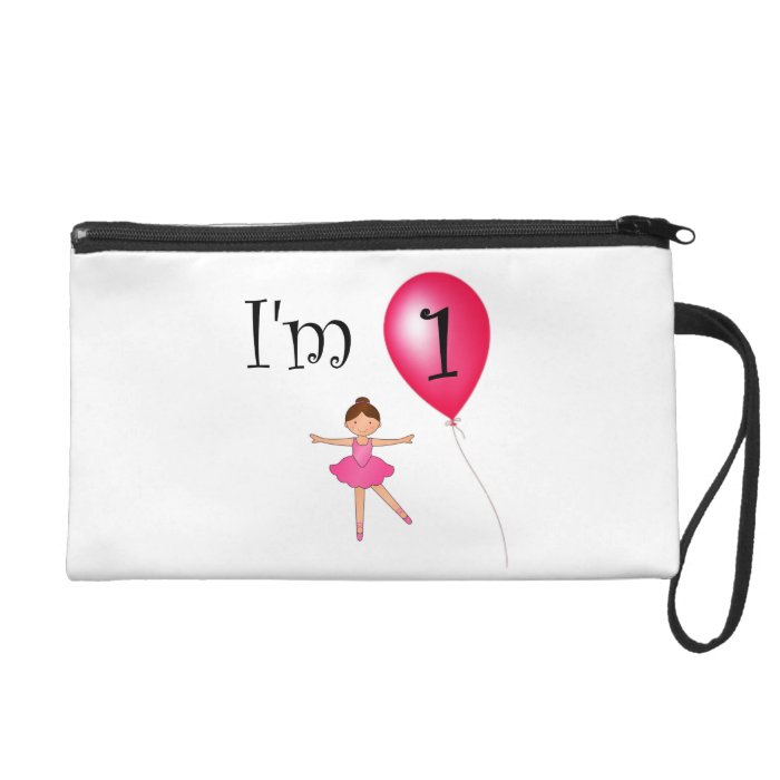 1st Birthday ballerina red balloon Wristlet Clutches