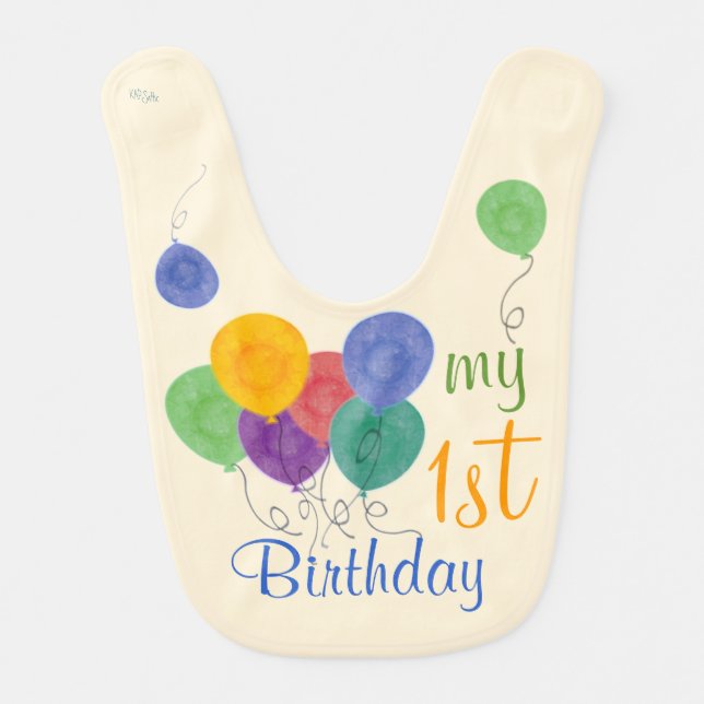 1st Birthday Balloons Bib (Front)