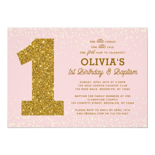 1st birthday baptism invitation