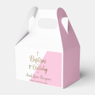 1st Birthday baptism Pink baby girl Favor Box