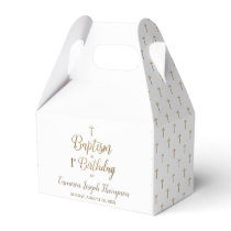 1st Birthday baptism white gold baby Favor Boxes