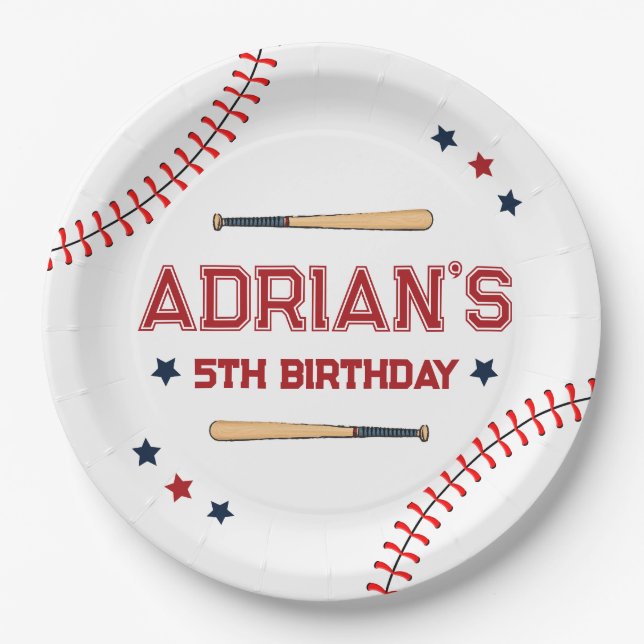 1st Birthday Baseball  Paper Plates (Front)