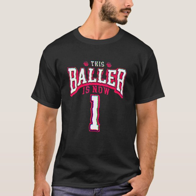 1st Birthday Basketball  1 Year Old Bday T-Shirt (Front)