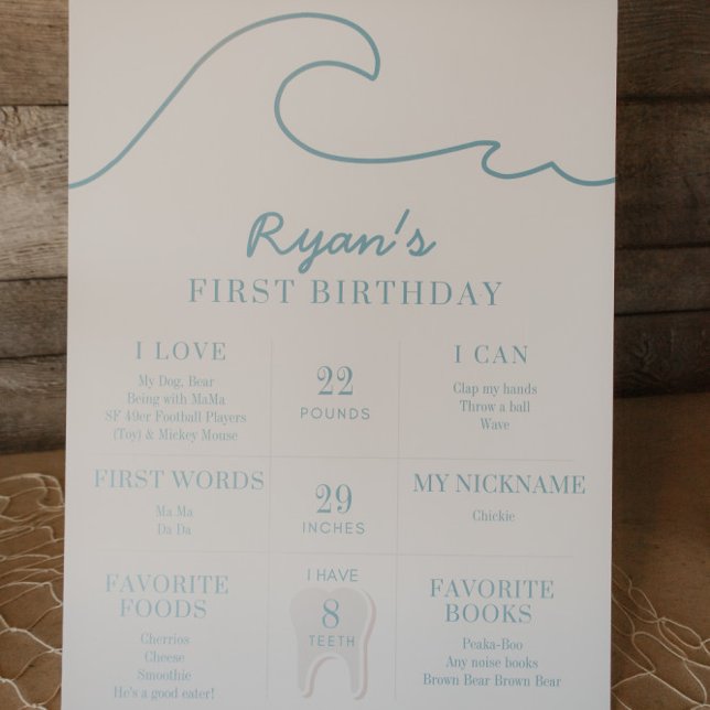 1st Birthday Beach Club The Big One Milestone Fact Foam Board (Creator Uploaded)