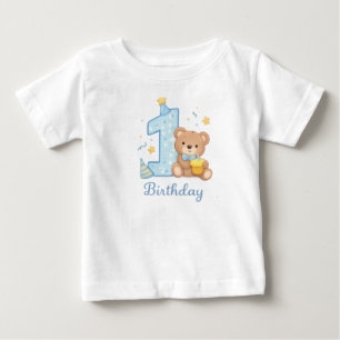 1st Birthday Bear Toddler T-Shirt – Cute Blue Bear