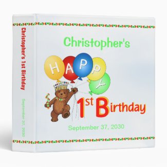 1st Birthday Bears Memory Album 1.5 Inch Binder