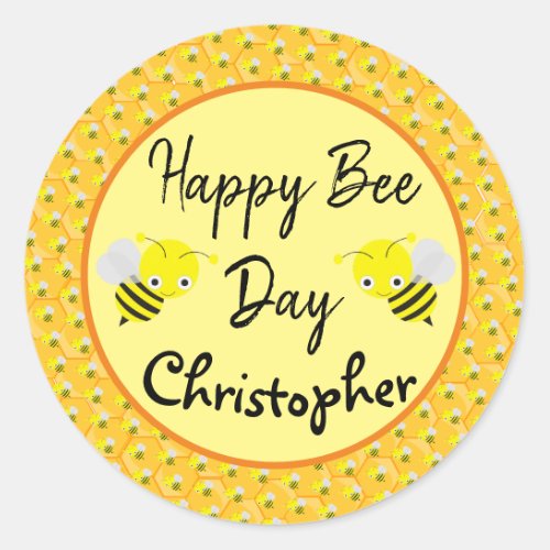 1st Birthday Bee Day Classic Round Sticker