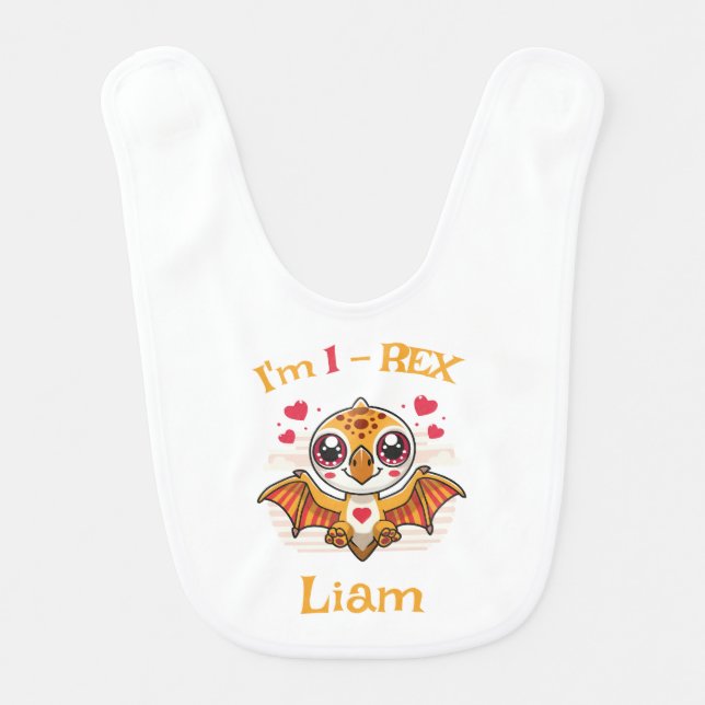 1st Birthday Bib – Custom Dinosaur Gift (Front)